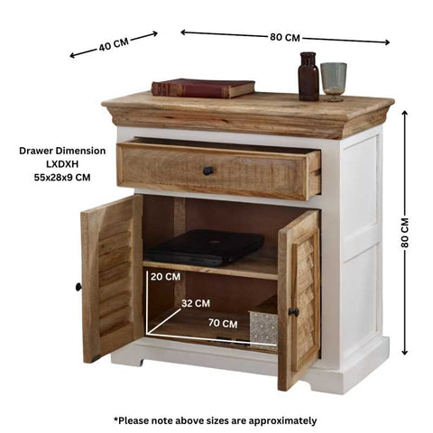 Rustic and Modern Small Sideboard with Unique Mango Wood Two-tone Finish