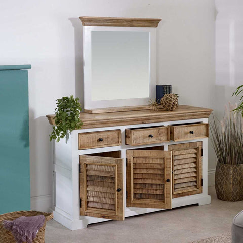 Rustic and Modern Sideboard with Unique Mango Wood Two-tone Finish
