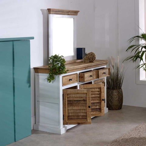 Rustic and Modern Sideboard with Unique Mango Wood Two-tone Finish