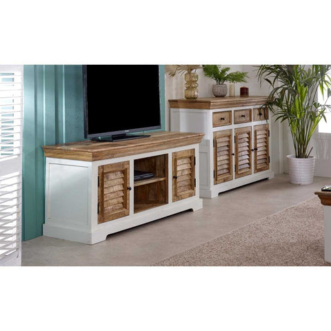 Rustic and Modern Sideboard with Unique Mango Wood Two-tone Finish