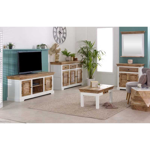 Rustic and Modern Small Sideboard with Unique Mango Wood Two-tone Finish