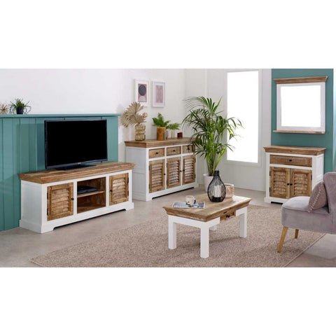 Rustic and Modern Sideboard with Unique Mango Wood Two-tone Finish