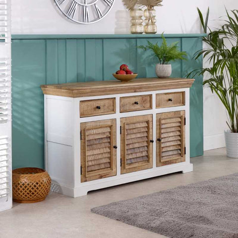 Rustic and Modern Small Sideboard with Unique Mango Wood Two-tone Finish