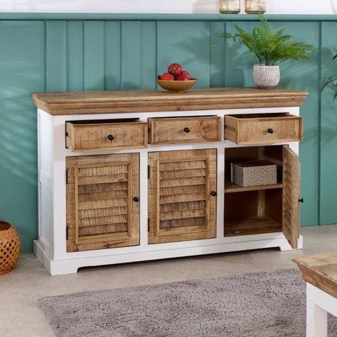 Rustic and Modern Sideboard with Unique Mango Wood Two-tone Finish