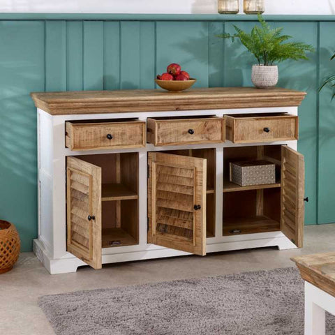 Rustic and Modern Sideboard with Unique Mango Wood Two-tone Finish
