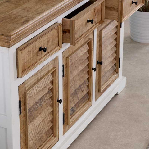 Rustic and Modern Small Sideboard with Unique Mango Wood Two-tone Finish