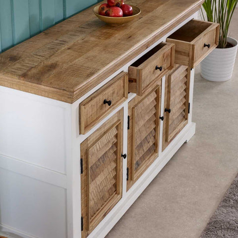 Rustic and Modern Sideboard with Unique Mango Wood Two-tone Finish