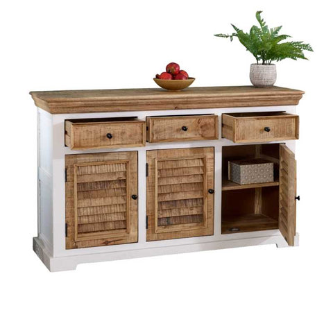 Rustic and Modern Small Sideboard with Unique Mango Wood Two-tone Finish