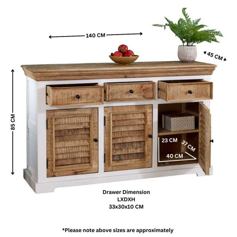 Rustic and Modern Small Sideboard with Unique Mango Wood Two-tone Finish