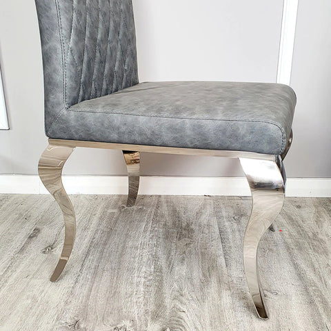 Practical and Minimalist Velvet Dining Chair Curved Chrome Legs