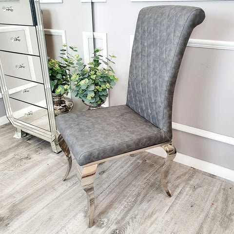 Practical and Minimalist Velvet Dining Chair Curved Chrome Legs