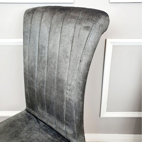 Practical and Minimalist Velvet Dining Chair Curved Chrome Legs