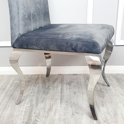 Practical and Minimalist Velvet Dining Chair Curved Chrome Legs