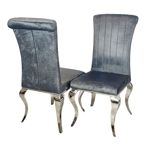 Practical and Minimalist Velvet Dining Chair Curved Chrome Legs
