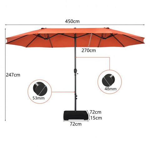 Garden 450cm Double Sized Crank Handle Umbrella Parasol