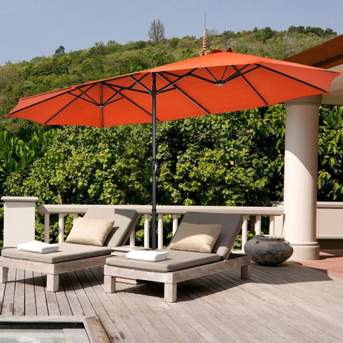 Garden 450cm Double Sized Crank Handle Umbrella Parasol