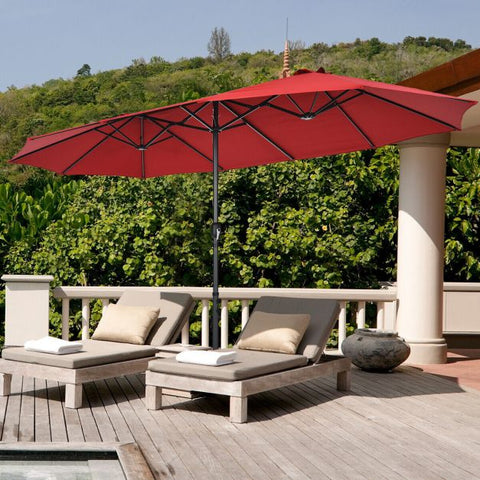 Garden 450cm Double Sized Crank Handle Umbrella Parasol