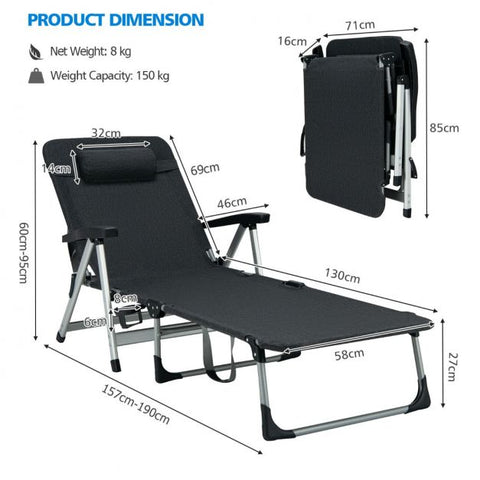 Space Saving  Lounger with Removable Pillow and Cup Holder