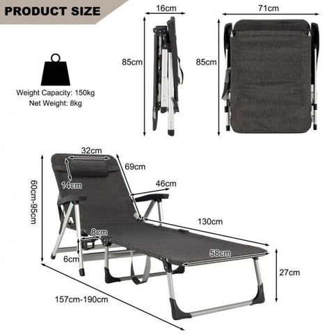 Space Saving  Lounger with Removable Pillow and Cup Holder
