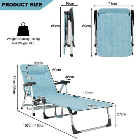 Space Saving  Lounger with Removable Pillow and Cup Holder