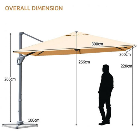 Dynamo 3m Patio Cantilever Parasol with Tilting Adjustment and Crank