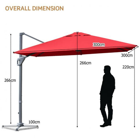 Dynamo 3m Patio Cantilever Parasol with Tilting Adjustment and Crank