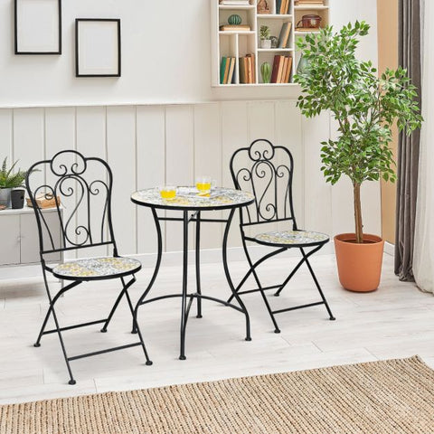 Compact Garden Conversation Furniture Set with Mosaic Design