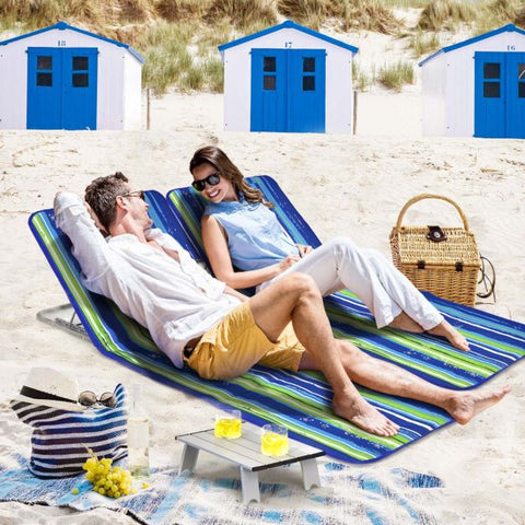Garden Foldable Beach Mat Chair and Table set in Navy