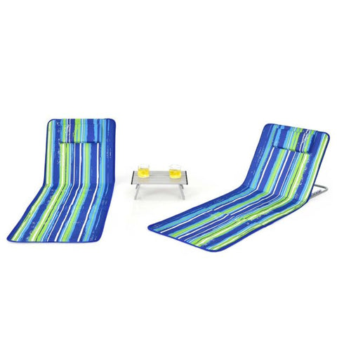 Garden Foldable Beach Mat Chair and Table set in Navy