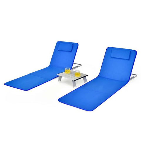 Garden Foldable Beach Mat Chair and Table set in Navy
