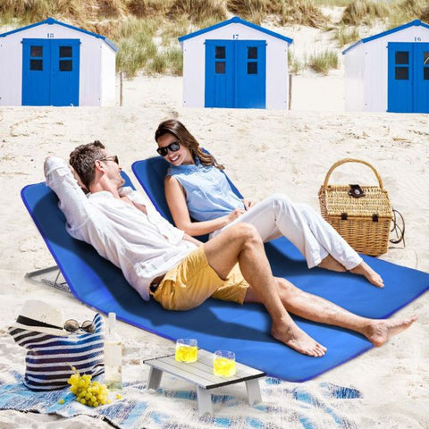 Garden Foldable Beach Mat Chair and Table set in Navy