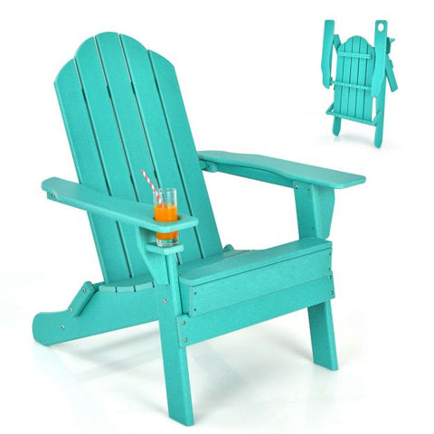 Garden All-Weather Adirondack Chair with Foldable Design and Cup Holder