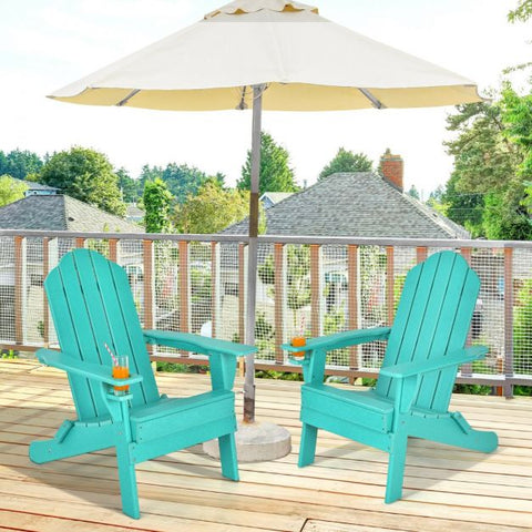 Garden All-Weather Adirondack Chair with Foldable Design and Cup Holder