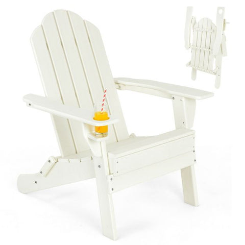 Garden All-Weather Adirondack Chair with Foldable Design and Cup Holder