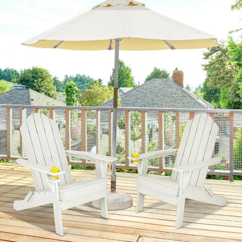 Garden All-Weather Adirondack Chair with Foldable Design and Cup Holder