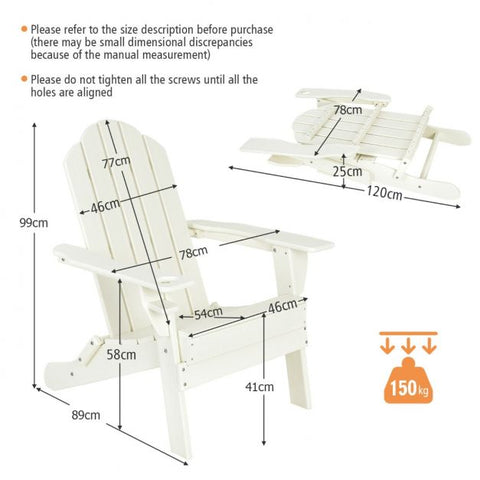 Garden All-Weather Adirondack Chair with Foldable Design and Cup Holder