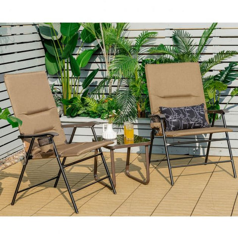 Outdoor Padded Camping Chair with Folding Design and Cup Holder