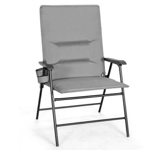 Outdoor Padded Camping Chair with Folding Design and Cup Holder