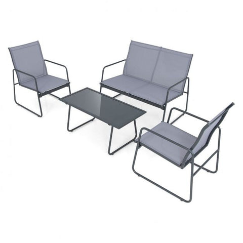 Barlow Steel Framed Dining Set with Loveseat and Ergonomical Design in Grey