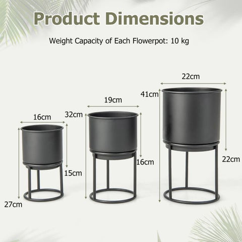 Garden High-Strength Metal Planter Set in Black