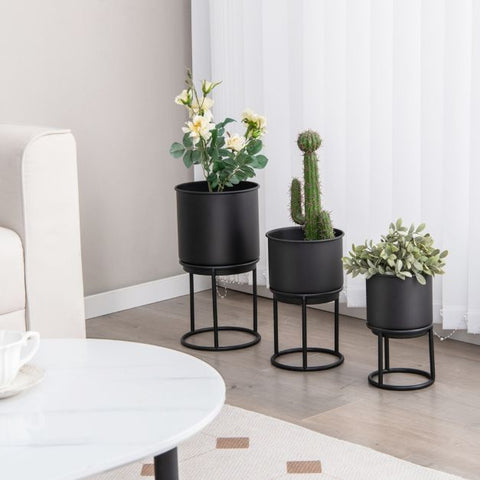 Garden High-Strength Metal Planter Set in Black