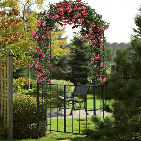 Versatile 230CM Arbour Archway with Heavy-Duty Frame in Black