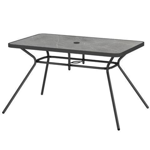 Outdoor Heavy Duty Metal Table with Marble-like Table-Top in Grey