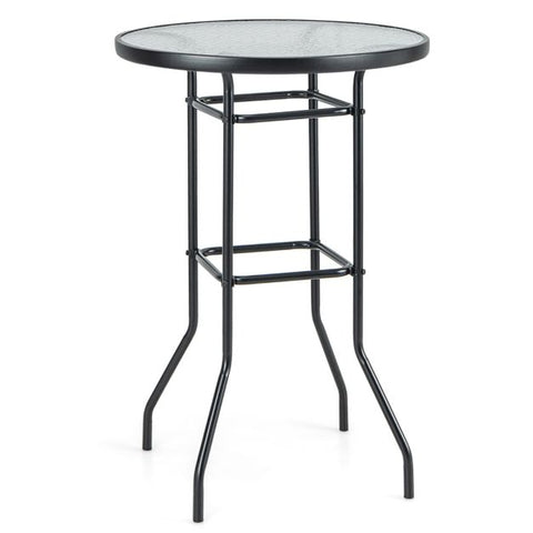Garden Compact Tempered Glass Bar Table Top with Metal Frame