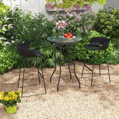 Garden Compact Tempered Glass Bar Table Top with Metal Frame