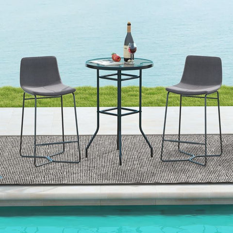 Garden Compact Tempered Glass Bar Table Top with Metal Frame