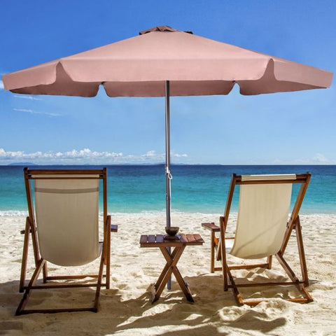 Patio 3m Beach Umbrella with Ventilation and Ribs in Tan