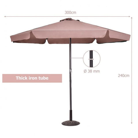 Patio 3m Beach Umbrella with Ventilation and Ribs in Tan