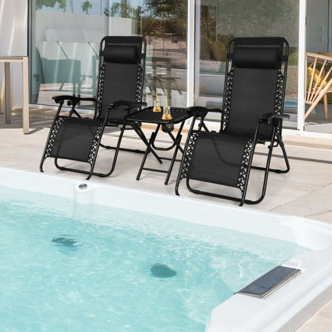 Madison Adjustable Reclining Chair and Table Set with Foldable Design and Zero Gravity Feel