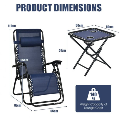 Madison Adjustable Reclining Chair and Table Set with Foldable Design and Zero Gravity Feel